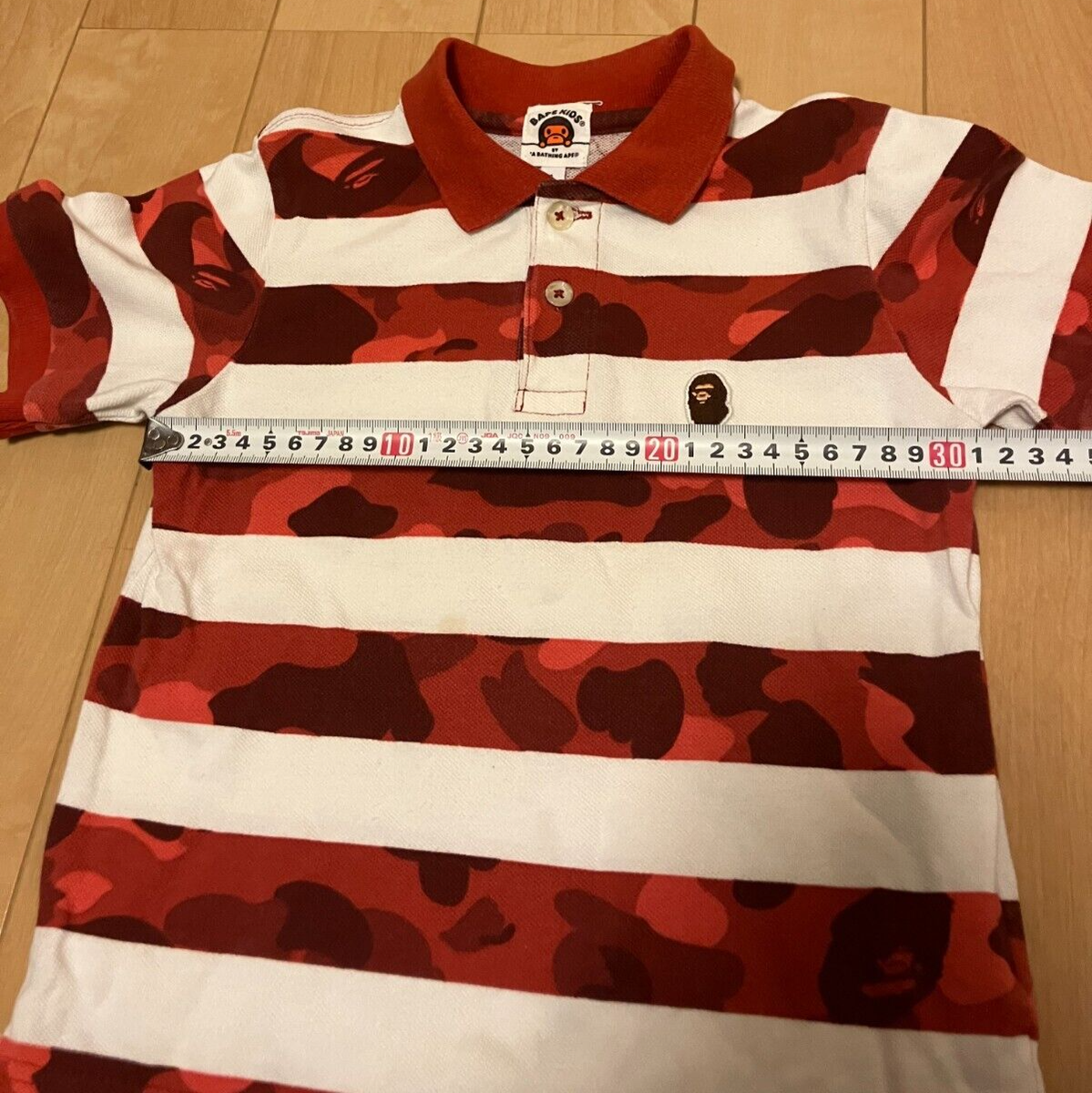 A Bathing Ape Bape kids short sleeve polo shirt 110 approx. 5T red