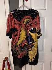 Vintage All Over Print Liquid Blue Dragon Knight 1993 Tshirt Size XL Made In USA