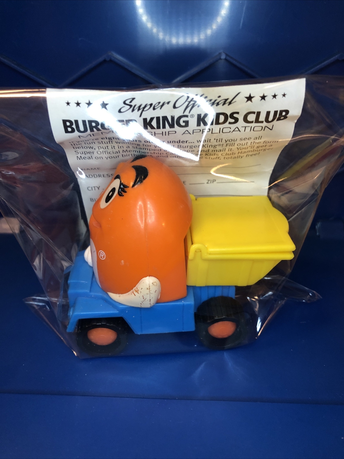 Burger King M&M Toy Truck Blue / Yellow Orange M & M Toy Dump Truck