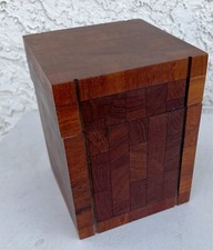 Vintage Wood Cube Mid Century Modern Dunhill Cigar Humidor