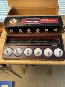 Disney Mickey Mouse Through The Years Golf Ball Collection With Display Case NIB