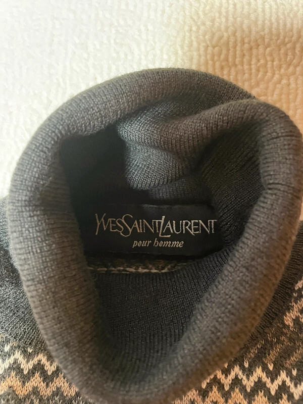 Maglione collo alto Yves Saint Laurent uomo L grigio lana Nuovo senza cartellino