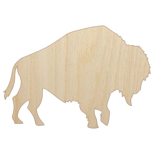 American Bison Buffalo Silhouette Unfinished Wood Shape Piece Cutout DIY Craft - Picture 1 of 8
