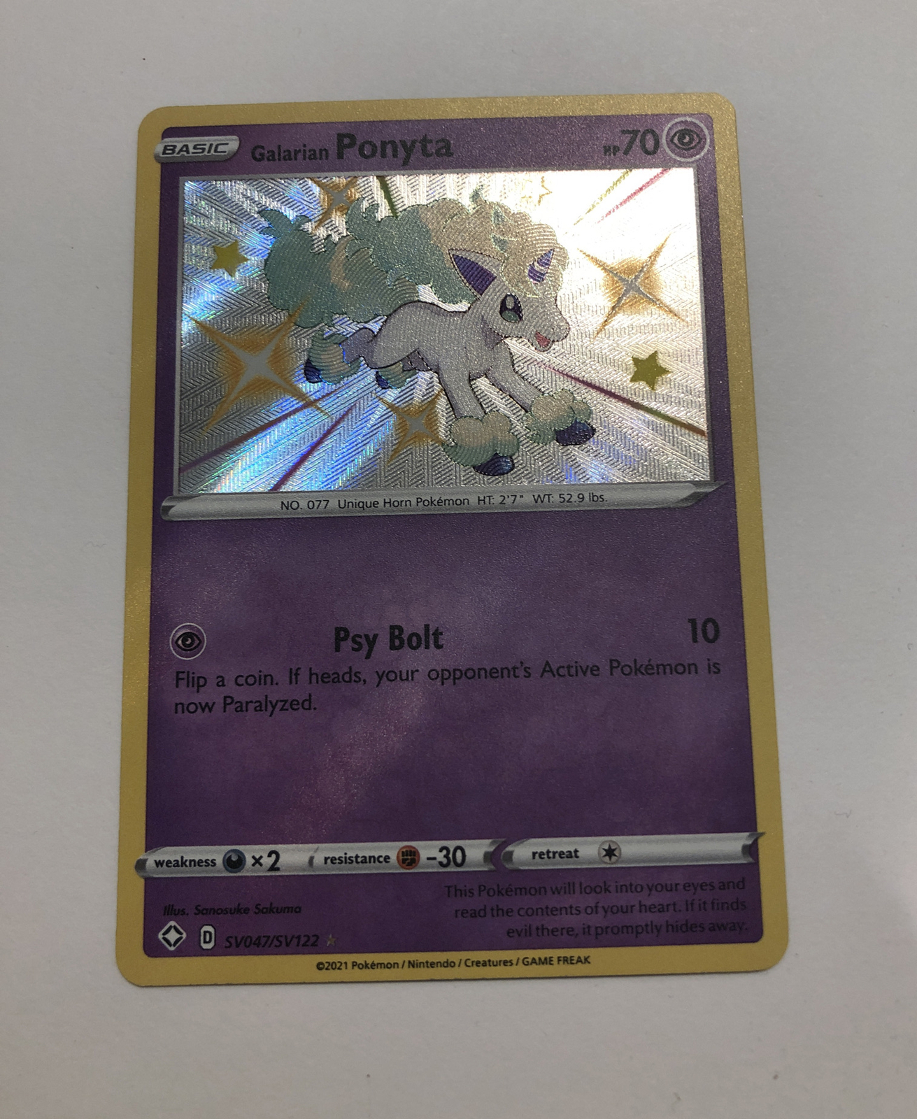 Galarian Ponyta - SV047/SV122 - Shiny Holo Rare Pokemon Shining Fates Mint