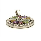 Estate Sterling Silver Multi Gemstone Openwork Circle Pendant Amethyst Citrine — photo 3