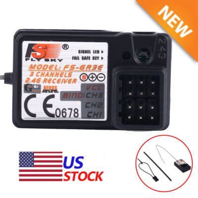 Flysky FS-GR3E Upgraded AFHDS 2.4G 3CH Receiver for Car Boat RC FS-GT3B