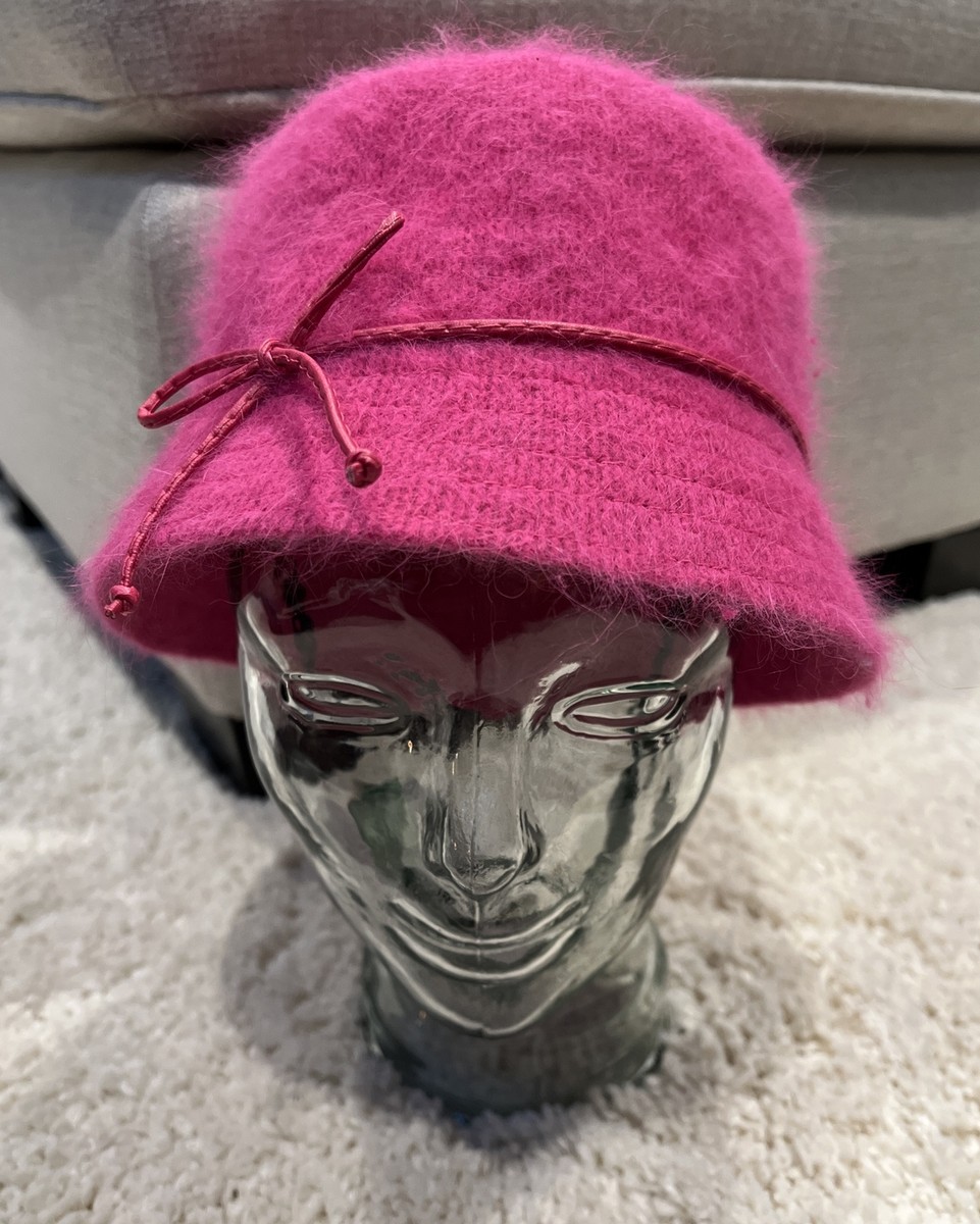 Bucket Hat Pretty Pink Rabbit Fur Wool Poly Blend