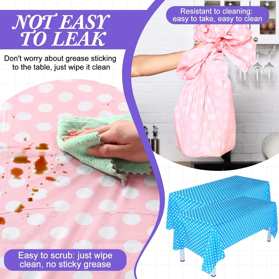 40 Pack 54 x 108 Disposable Plastic Tablecloth Bulk Waterproof Table Cover fo... - Image 3 of 4