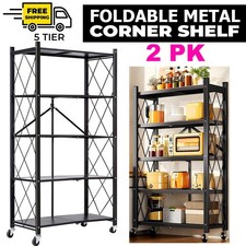 2PK 5-Tier Storage Shelf Foldable Heavy Duty ...