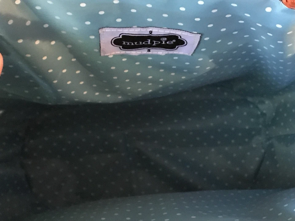 Nuevo con etiquetas Bolso Dama Mudpie Grande Tejido a Rayas Playa Bolso de Mano con Borde Naranja Pom Pom Foto 3 de 4