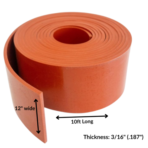 Silicone Rubber Strips Rolls 3/16'' Thick x 12" wide x 10ft Long High Temp - 第 1/10 張圖片