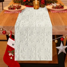 Snowflakes Christmas Table Runner, Winter Christmas Table Decoration for Indoor 
