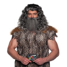 Viking Wig Beard Adult Costume Set Grey