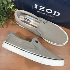 Izod Men's Sunapee Grey Canvas Slip On Shoes Size 8.5