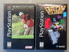 SONY PLAYSTATION PS1 LONGBOX GAMES LOT GEOM CUBE WORLD CUP GOLF BOTH CIB