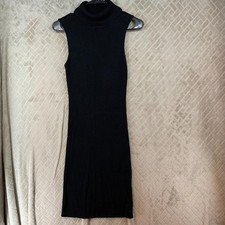 Romeo & Juliet Womens L Dress Black Ribbed Turtle Neck Sleeveless Knee Length