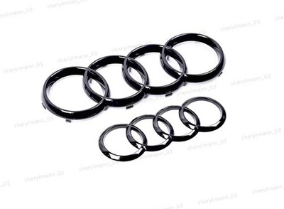 Für Audi Zeichen Glänzend Schwarz Ringe Kühlergrill Edition Emblem 285mm+216 mm