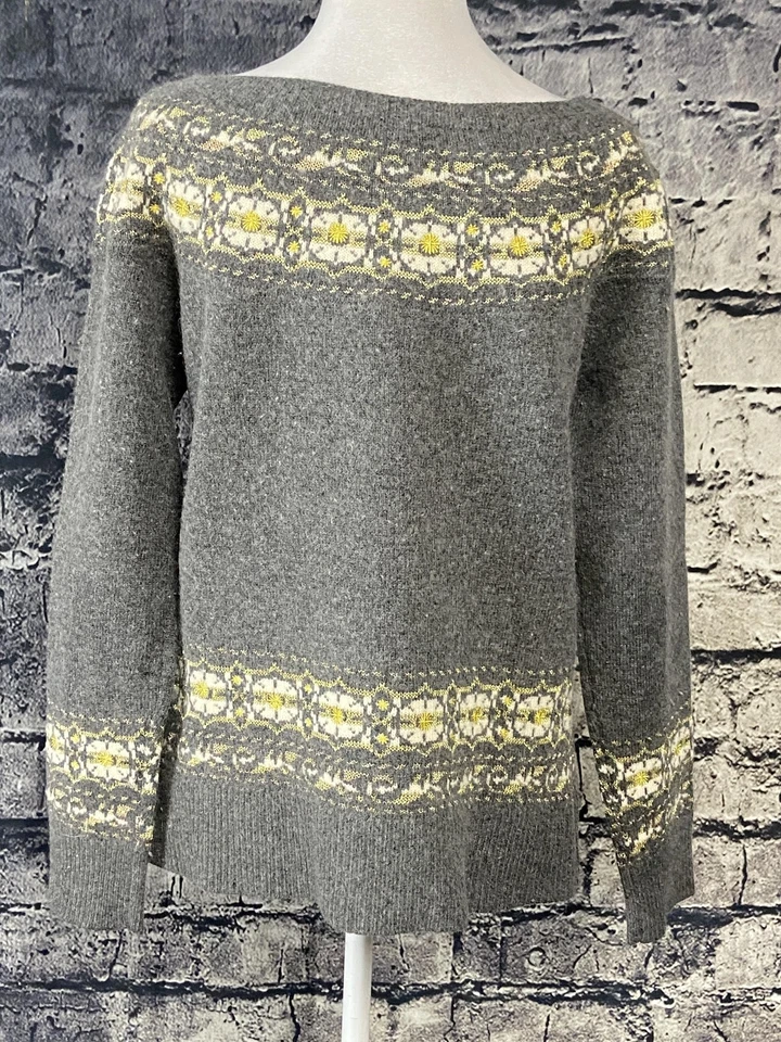 Suéter Sundance Mujer Grande Gris Lana Angora Metálico Isla Justa Pullover Tejido Foto 4 de 4