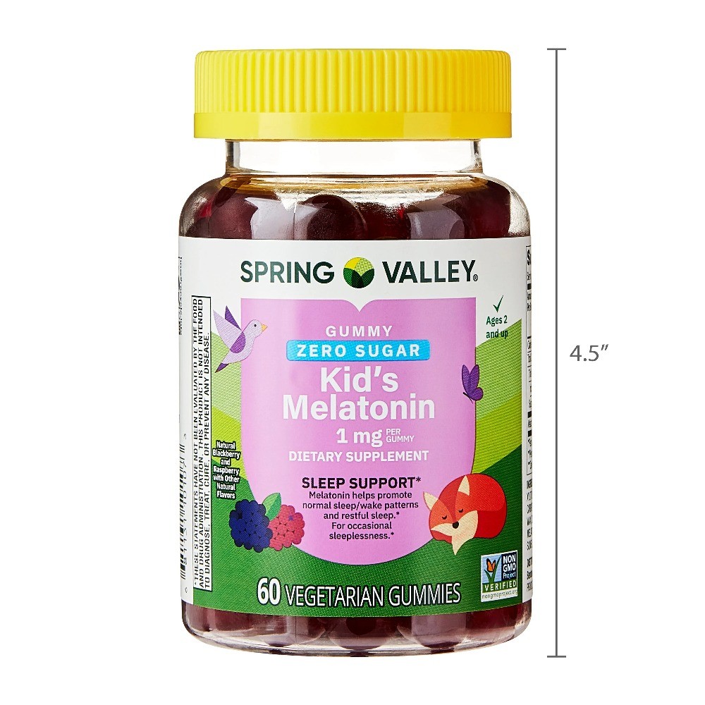 Spring Valley Sugar-Free Melatonin Gummies for Kids, 1 mg, 60 Gummies