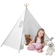 Großes Weißes Tipi Kinderzelt Indianerzelt für Indoor & Outdoor Spielhaus Wigwam