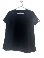 Cherokee Women  s V Neck Tuck In Rib Knit Scrub Top CK748A Black Medium