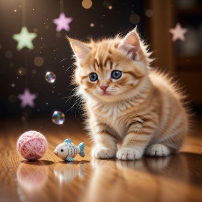 Cute Baby Cat Kitty 4K Wallpaper Digital Art HD Animal Printable Kids Room 1180