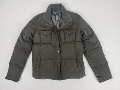 Ralph Lauren Vintage 90s Olive Green Goose Down Puffer Jacket Blue Label Size XS