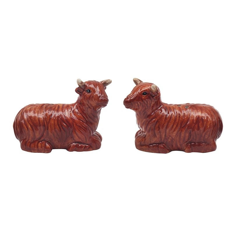 Highland Cow Ceramic Salt & Pepper Shakers Dispenser Pots Tableware Novelty