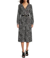 NWOT Michael Kors Women's S  Animal Print Button Front Chiffon Midi Dress J1941