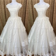 Vintage Wedding Dresses Off Shoulder A Line Retro Lace Appliques Bridal Robe
