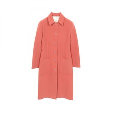 HERMES Serie button Stainless collar coat wool Red 34 Used Women