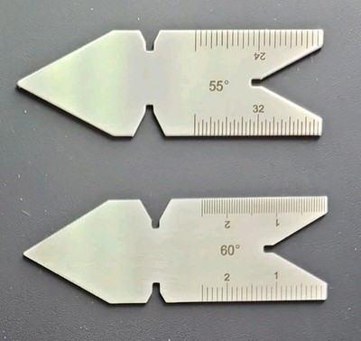 Lot of 2 Fishtail Center Gauges 55° & 60° Degree Thread Lathe Cutting Tool Setup