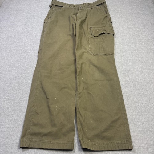 Duluth Trading Co. COOLMAX FLEX FIREHOSE Cargo Pants Mens 34x32 Green Stretch