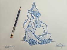 Disney Peter Pan Frustrated Character Animation Drawing/Sketch Art Signed