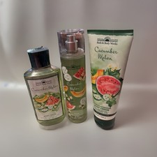 3 Pc Bath Body Works 2025 Cucumber Melon Body Mist  Body Cream  Body Wash Set