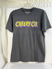 NEW Creepy Co. Company Logo T-Shirt Tee Grey Gray Purple Border Unisex L