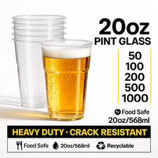 CE Marked Clear Plastic Pint & Half Pint Beer Glasses Party Cups 50–1000