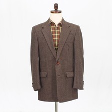 Vintage 90s 44L Brown Sport Coat Blazer Jacket HT 2-Button Polyester