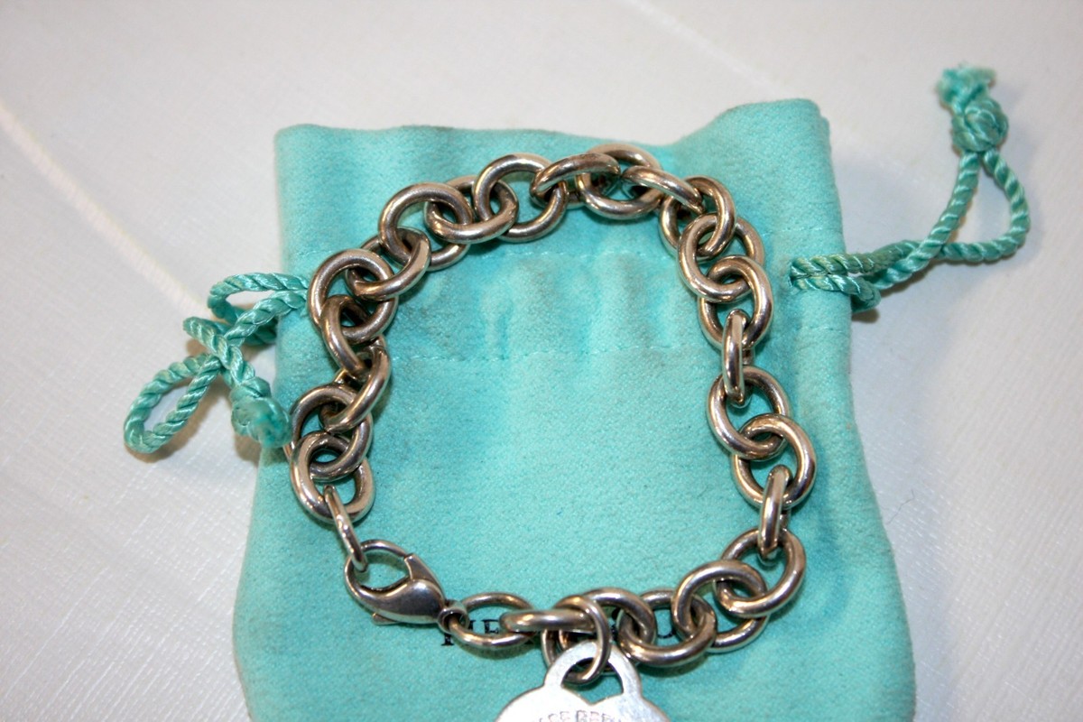 Please Return to Tiffany Heart Tag Charm Bracelet Tiffany W/Blue