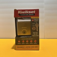 Kwikset Downtown Square Deadbolt Lock Satin Brass SmartKey 92580-033 Single Cyl