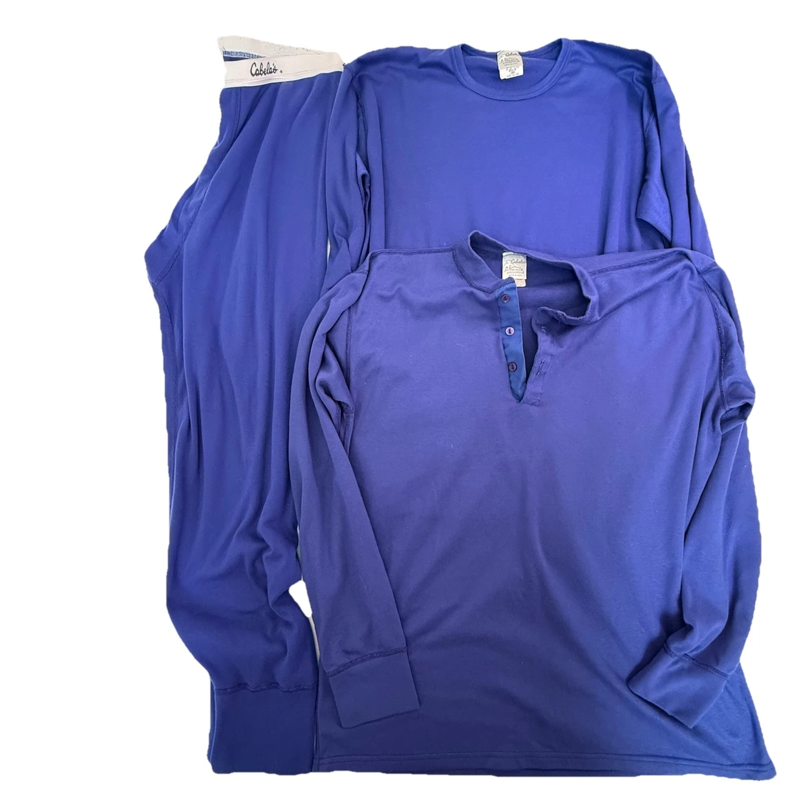 Vintage Cabelas Thermal Set- 2 Long Sleeve And 1 Pant Set Size Large Blue
