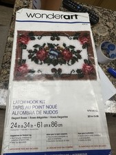 Elegant Roses WonderArt Latch Hook Kit Hook Rug Wallhanging 24 X 34 Open Box