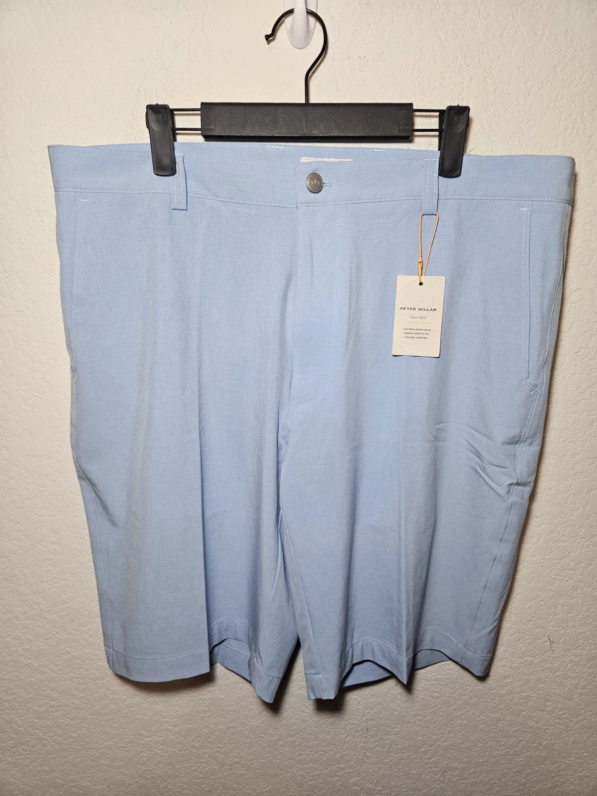 Peter Millar Shackleford Hybrid Performance Shorts Cottage Blue #ME0EP01 Sz 36