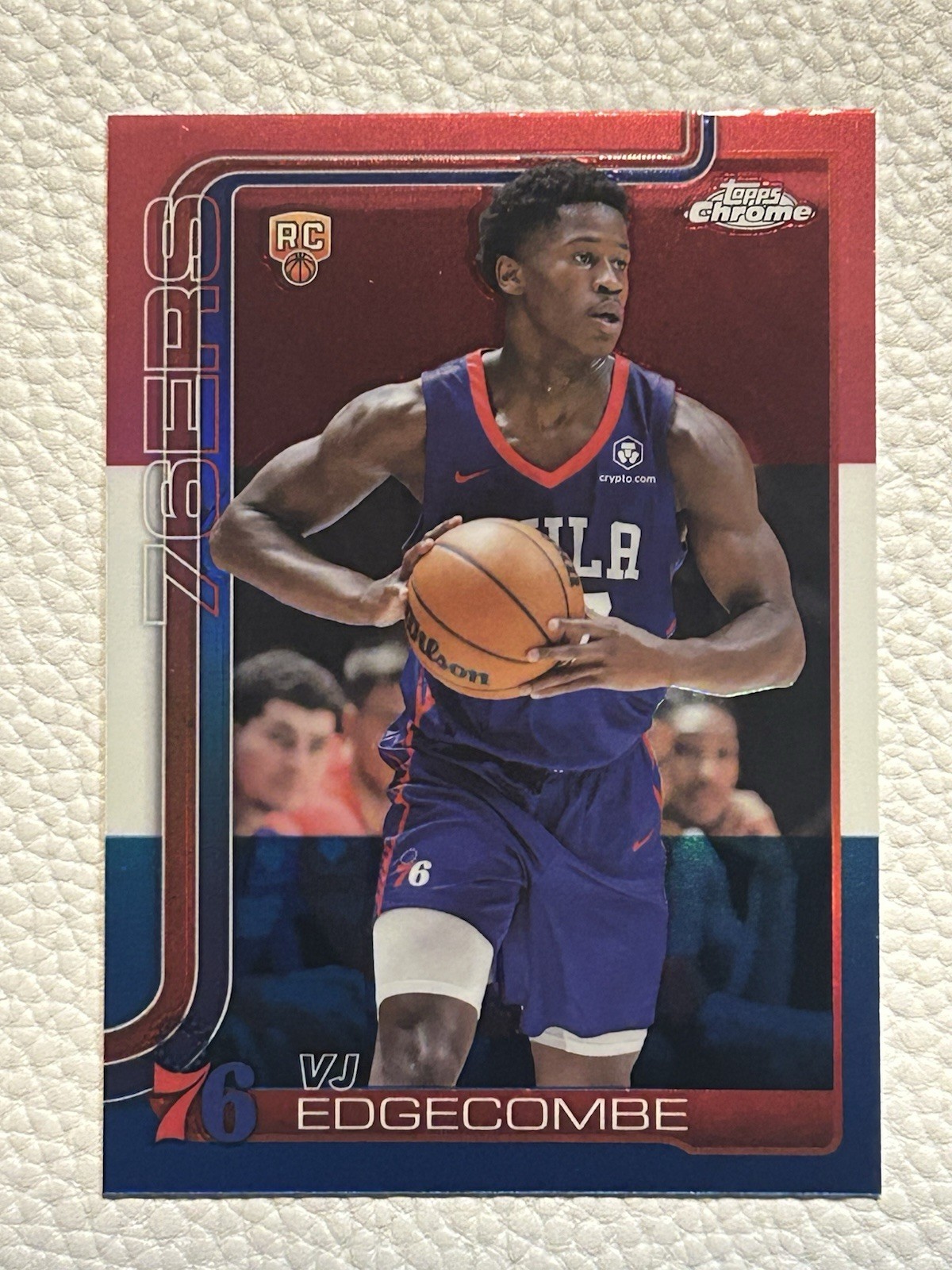 2025-26 Topps Chrome VJ Edgecombe Red White Blue Refractor Rookie #253 RC 76ers