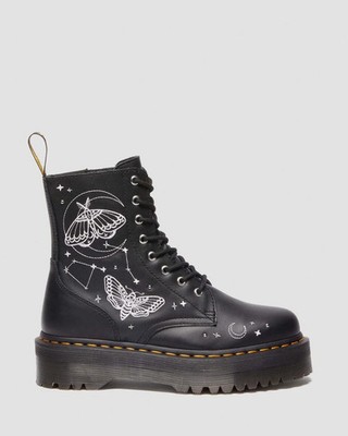Dr Martens Jadon ''Celestial Moth'' Embroidered Platform Black Boots Women's Sz 5