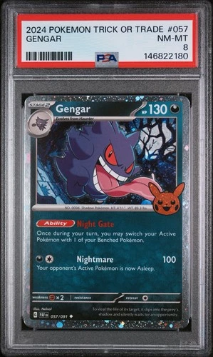 Gengar (Cosmos Holo) 057/091 Trick or Trade 2024 Holo - PSA 8
