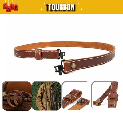 TOURBON Leder Ruger Gewehrriemen Rifle Flinten-Riemen mit Drehgelenk Riemenbügel