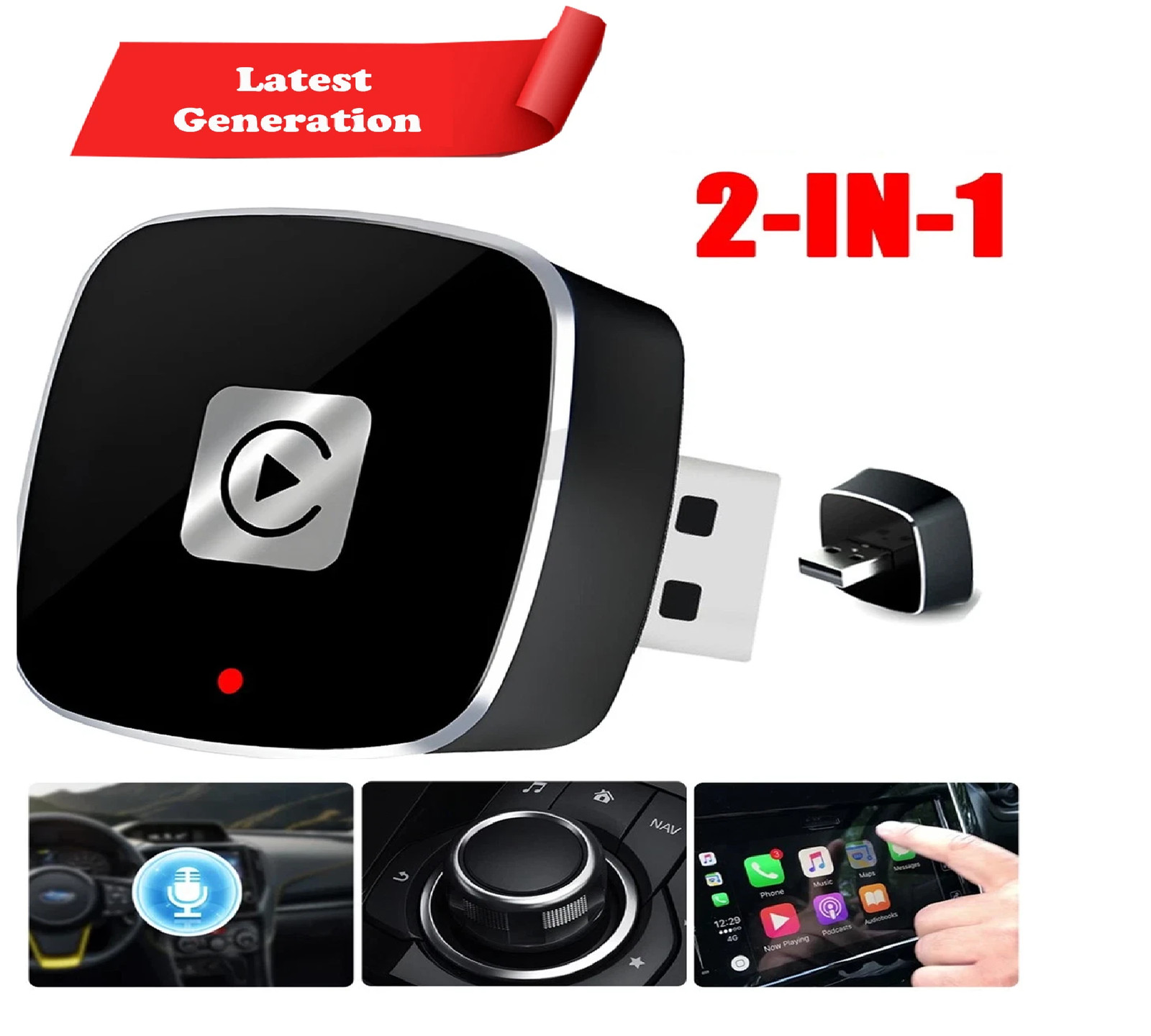 Wireless Carplay Android Auto Adapter USB Car Dongle Connect Box 2 in 1 Mini Box