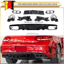 Heckdiffusor Stoßfänger Diffusor für Mercedes C205 A205 C43 Style 15-18 Schwarz