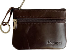 Genuine Leather Small Coin Purse Wallet with Keychain Mini Change Purse Coin Pou